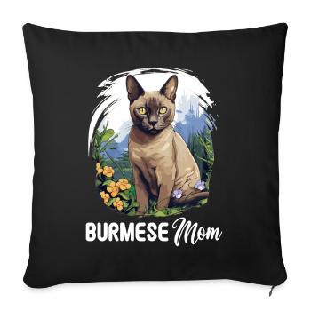 Chat birman Birmanie Katze - Housse de coussin décorative 45 x 45 cm - noir - Devant