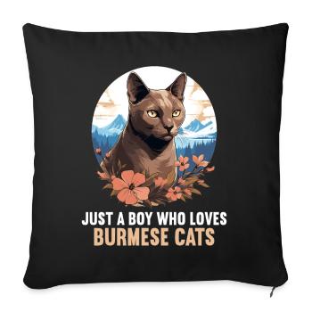 Chat birman Birmanie Katze - Housse de coussin décorative 45 x 45 cm - noir - Devant