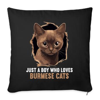 Chat birman Birmanie Katze - Housse de coussin décorative 45 x 45 cm - noir - Devant