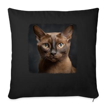Chat birman Birmanie Katze - Housse de coussin décorative 45 x 45 cm - noir - Devant