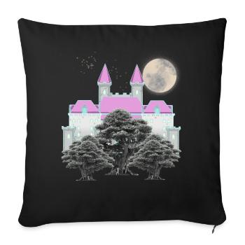 Retro Vintage Fairy Tale Castle Moon Forest Castle - Sofa pillowcase 17,3'' x 17,3'' (45 x 45 cm) - black - Front