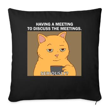 Bored Cat With Coffee Funny Virtual Work Meeting M - Sofakissenbezug 45 x 45 cm - Schwarz - Vorne