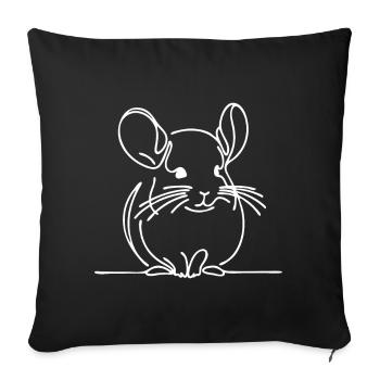 Simple Line Art Rodetn dessin Chinchilla - Housse de coussin décorative 45 x 45 cm - noir - Devant