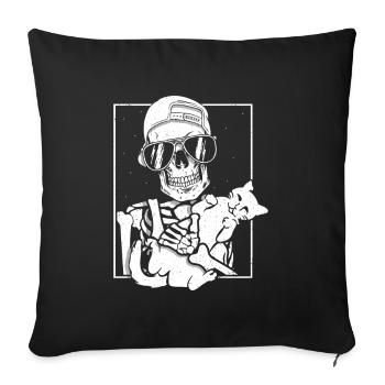 Skeleton Holding Cat - Sofa pillowcase 17,3'' x 17,3'' (45 x 45 cm) - black - Front