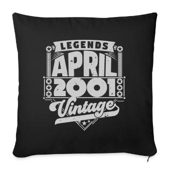 Cadeau Vintage Anniversaire avril 2001, avril 2001 - Housse de coussin décorative 45 x 45 cm - noir - Devant
