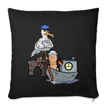 Seagull Maritime Bird Sailor Boat Peanut Ship - Sofa pillowcase 17,3'' x 17,3'' (45 x 45 cm) - black - Front
