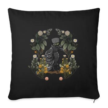 Corbeau Corbeau Raven oiseaux Vintage conte de fées personnage - Housse de coussin décorative 45 x 45 cm - noir - Devant