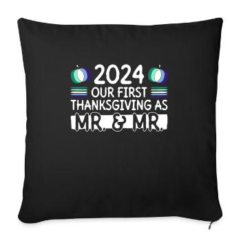 2024 Premier Thanksgiving en tant que M. et M. Gay Weddin - Housse de coussin décorative 45 x 45 cm - noir - Devant