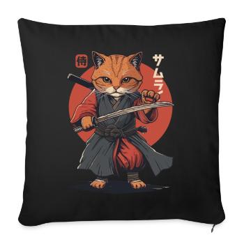 Samurai Cat Kawaii Japanese Ninja Cat - Sofa pillowcase 17,3'' x 17,3'' (45 x 45 cm) - black - Front