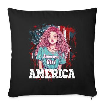 Patriotisches Amerikanisches Mädchen USA für - Sofakissenbezug 45 x 45 cm - Schwarz - Vorne