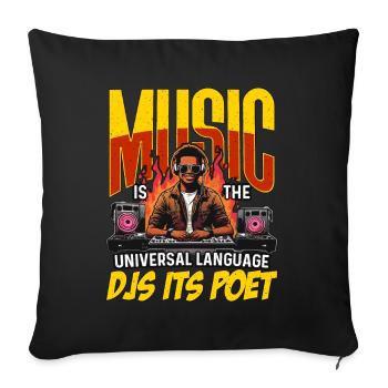 Disc Jockey Music est le disque vinyle universel - Housse de coussin décorative 45 x 45 cm - noir - Devant