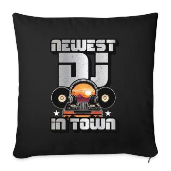 Disc Jockey Le nouveau DJ de la ville aime les disques vinyles - Housse de coussin décorative 45 x 45 cm - noir - Devant