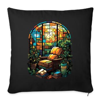 Bookish Cottagecore Stained Glass Bibliophile Book - Sofakissenbezug 45 x 45 cm - Schwarz - Vorne