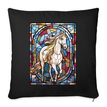 Horseback Riding Stained Glass Equestrian Horse Lo - Sofakissenbezug 45 x 45 cm - Schwarz - Vorne