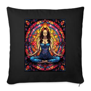 Spiritual Meditation Zen Yoga Stained Glass Mandal - Sofakissenbezug 45 x 45 cm - Schwarz - Vorne