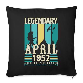 April 1952 Anniversary Gift, Vintage April 1952 - Sofa pillowcase 17,3'' x 17,3'' (45 x 45 cm) - black - Front