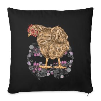 Printemps, Pâques, Poulet, Volaille, Nature, Volaille - Housse de coussin décorative 45 x 45 cm - noir - Devant