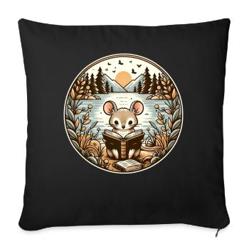 Mouse Wilderness Book Reading Adventure - Sofa pillowcase 17,3'' x 17,3'' (45 x 45 cm) - black - Front