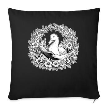 Illustration de livre de désert de canard avec des fleurs Li - Housse de coussin décorative 45 x 45 cm - noir - Devant