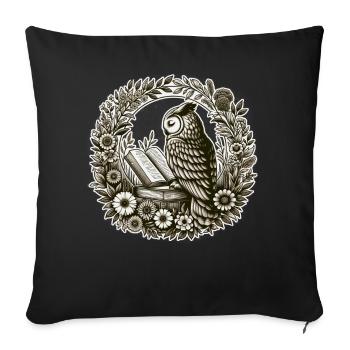 Owl Wilderness Book Reading Illustration Floral - Sofa pillowcase 17,3'' x 17,3'' (45 x 45 cm) - black - Front