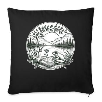 Frog Wilderness Book Reading Full Moon Lake - Sofa pillowcase 17,3'' x 17,3'' (45 x 45 cm) - black - Front