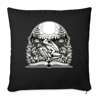Frog Wilderness Book Reading Full Moon Lake - Sofa pillowcase 17,3'' x 17,3'' (45 x 45 cm) - black - Front