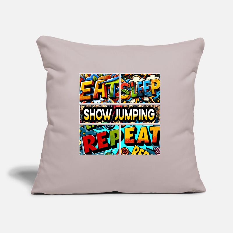 Manger, dormir, répéter le saut d’obstacles Housse de coussin décorative 45 x 45 cm
