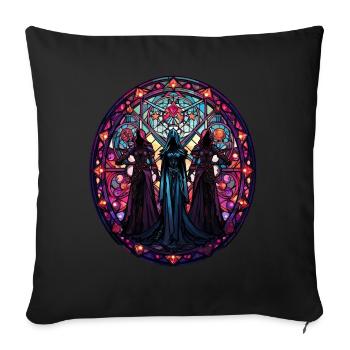 Occult Witches Wicca Witchcraft Stained Glass Paga - Sofakissenbezug 45 x 45 cm - Schwarz - Vorne
