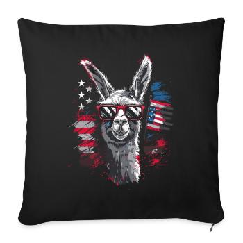 Coole Amerika Llama Sonnenbrille Patriotisch - Sofakissenbezug 45 x 45 cm - Schwarz - Vorne