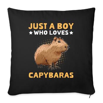 Just A Boy Who Loves Capybaras - Capybarasdesign - Sofa pillowcase 17,3'' x 17,3'' (45 x 45 cm) - black - Front