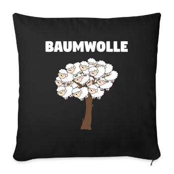 Coton - Mouton Design - Housse de coussin décorative 45 x 45 cm - noir - Devant