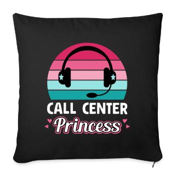 Call Center Princess / Call Center IT, Headset - Sofa pillowcase 17,3'' x 17,3'' (45 x 45 cm) - black - Front