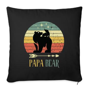 Papa Papa Ours Fête des Pères Ours Retro Kid Offspring - Housse de coussin décorative 45 x 45 cm - noir - Devant