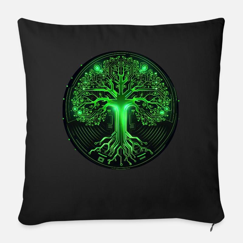 Circuit Board Tree of Life Computer Science Progra - Sofakissenbezug 45 x 45 cm - Schwarz