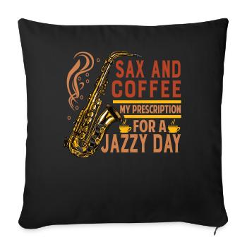 Saxophoniste, groupe, musique, musicien, tenue - Housse de coussin décorative 45 x 45 cm - noir - Devant