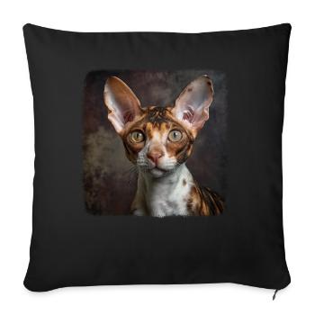Cornish Rex Kätzchen Cornish Rex Katze - Sofakissenbezug 45 x 45 cm - Schwarz - Vorne