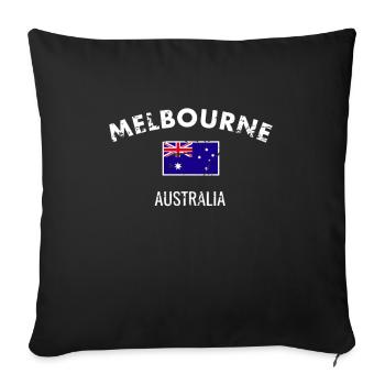 Melbourne Australie Australie Vintage drapeau - Housse de coussin décorative 45 x 45 cm - noir - Devant