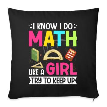 Je sais que je fais des maths comme une fille, j’essaie de suivre le rythme de l’humour - Housse de coussin décorative 45 x 45 cm - noir - Devant