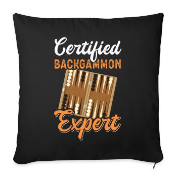 Backgammon Jouer au Backgammon Jeu de société Cadeau - Housse de coussin décorative 45 x 45 cm - noir - Devant