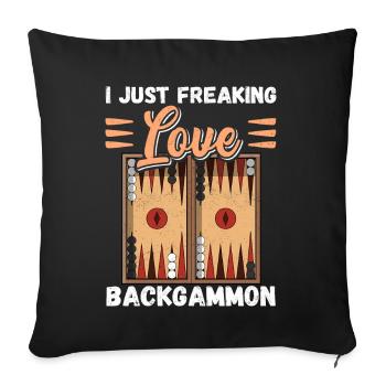 Jeu de société de backgammon Backgammon jouer cadeau - Housse de coussin décorative 45 x 45 cm - noir - Devant