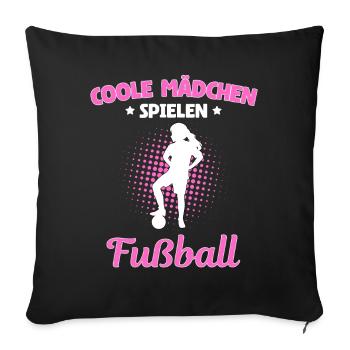 Cool Girl Playing Soccer - Sofa pillowcase 17,3'' x 17,3'' (45 x 45 cm) - black - Front