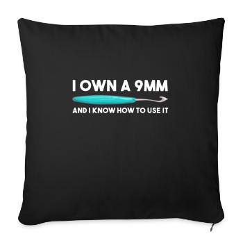 Crochet Knitting Sewing Seamstress Gift - Sofa pillowcase 17,3'' x 17,3'' (45 x 45 cm) - black - Front