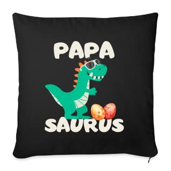 Fête des pères Papa Saurus Dinosaure Famille Drôle - Housse de coussin décorative 45 x 45 cm - noir - Devant