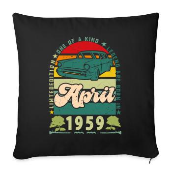 April 1959, April 1959, April 1959. - Sofakissenbezug 45 x 45 cm - Schwarz - Vorne