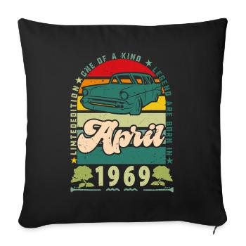 April 1969, April 1969, April 1969. - Sofa pillowcase 17,3'' x 17,3'' (45 x 45 cm) - black - Front