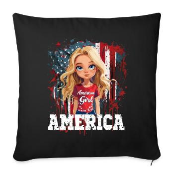 Patriotisches Amerikanisches Mädchen USA für - Sofakissenbezug 45 x 45 cm - Schwarz - Vorne