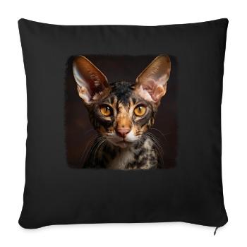 Cornish Rex Kätzchen Cornish Rex Katze - Sofakissenbezug 45 x 45 cm - Schwarz - Vorne