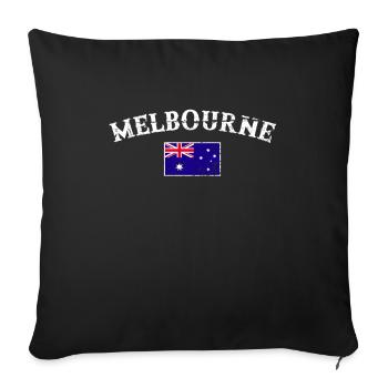 Melbourne Australie Australie Vintage drapeau - Housse de coussin décorative 45 x 45 cm - noir - Devant