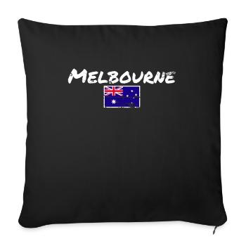 Melbourne Australie Vintage drapeau australien - Housse de coussin décorative 45 x 45 cm - noir - Devant