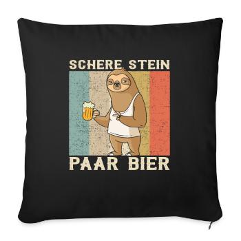 Scissors Stone Couple Beer Beer Sloth - Sofa pillowcase 17,3'' x 17,3'' (45 x 45 cm) - black - Front